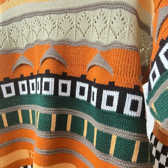 Vintage 80s 90s Multi-Patterned 3D Knit Pullover Sweater Women's Medium Checker - Picture 6 of 10